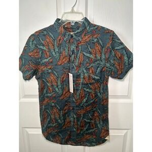 NWT‎ Nifty Genius Shirt Short Sleeve Button Down Tropical Cotton Men's XS